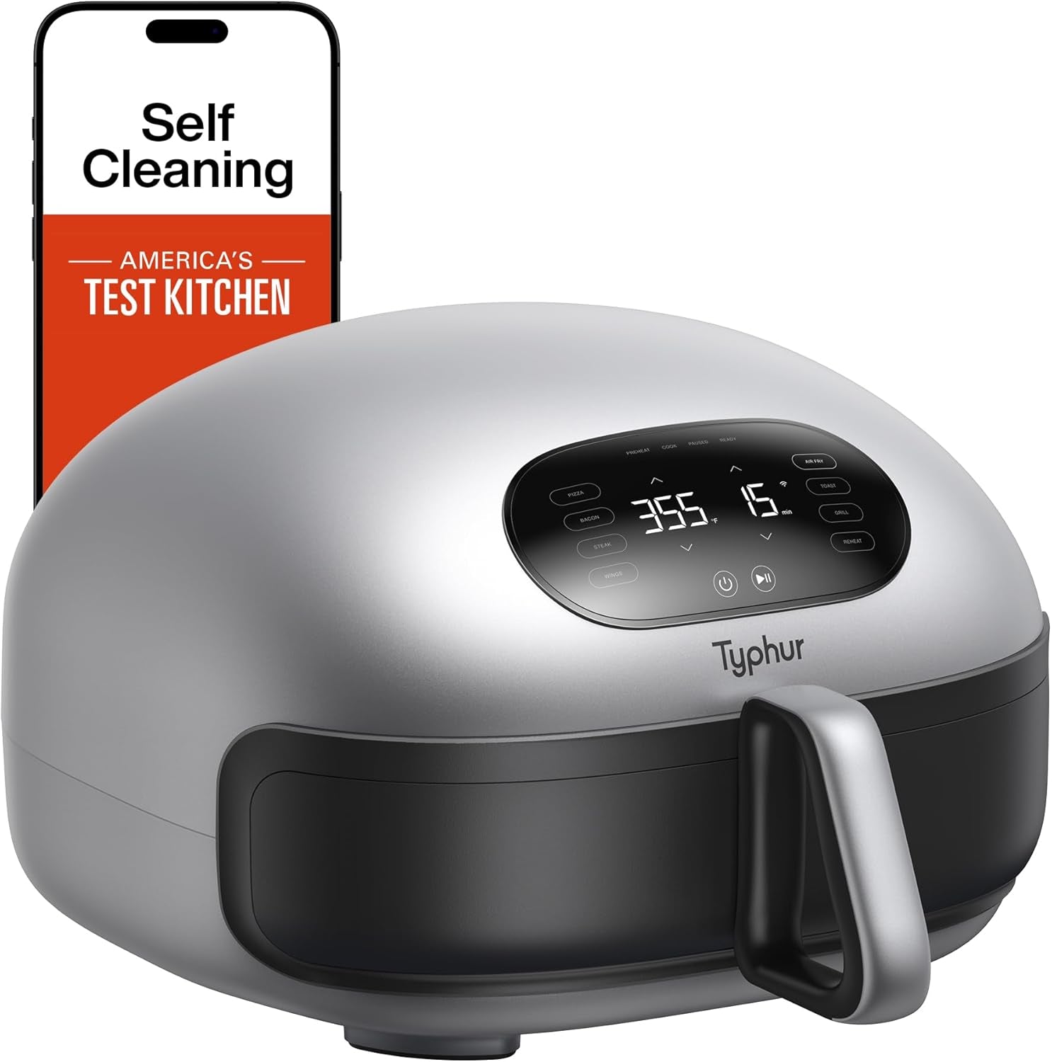 Dome 2 Air Fryer, Extra Large with Superior Airflow, Self-Cleaning Smart Digital Fryer with PFAS Free Basket for Quick Easy Meals, up to 32 Chicken Wings Capacity [New Version]