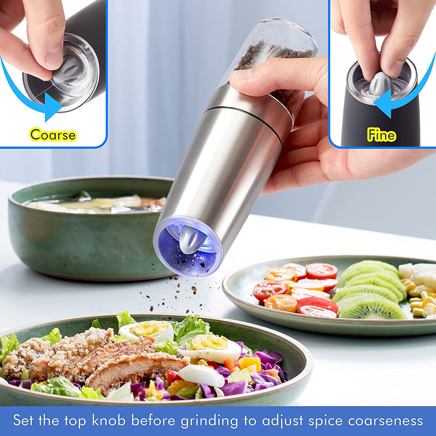 Electric Stainless-Steel Salt and Pepper Set